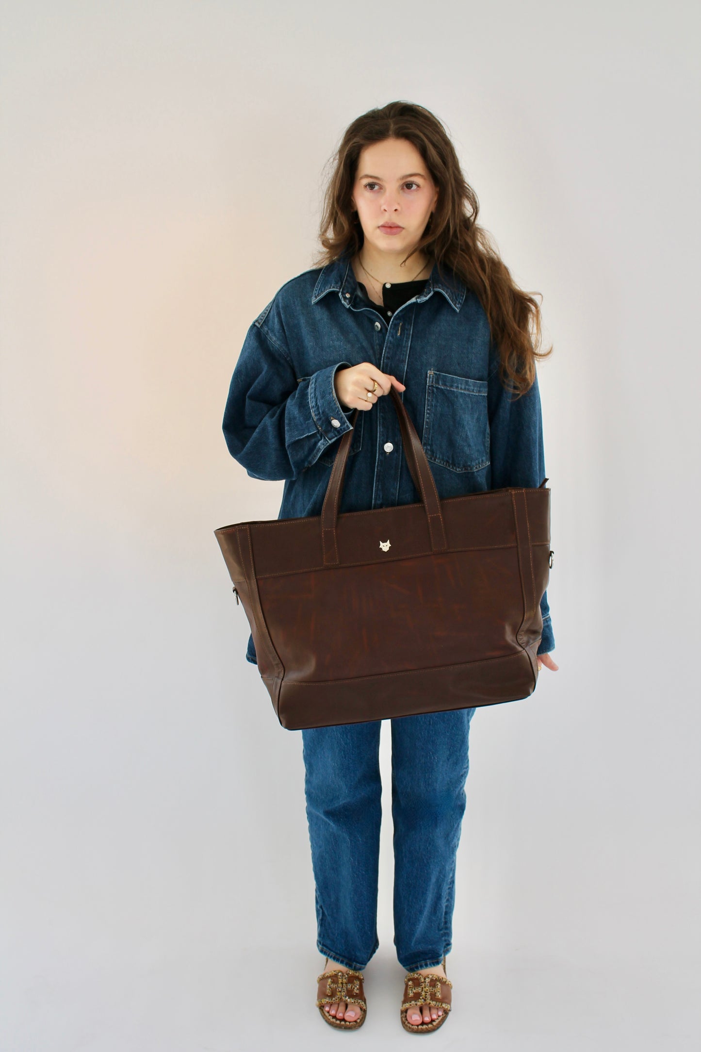 The Aima Zip Top Leather Tote