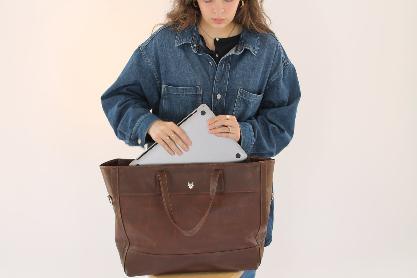 The Aima Zip Top Leather Tote