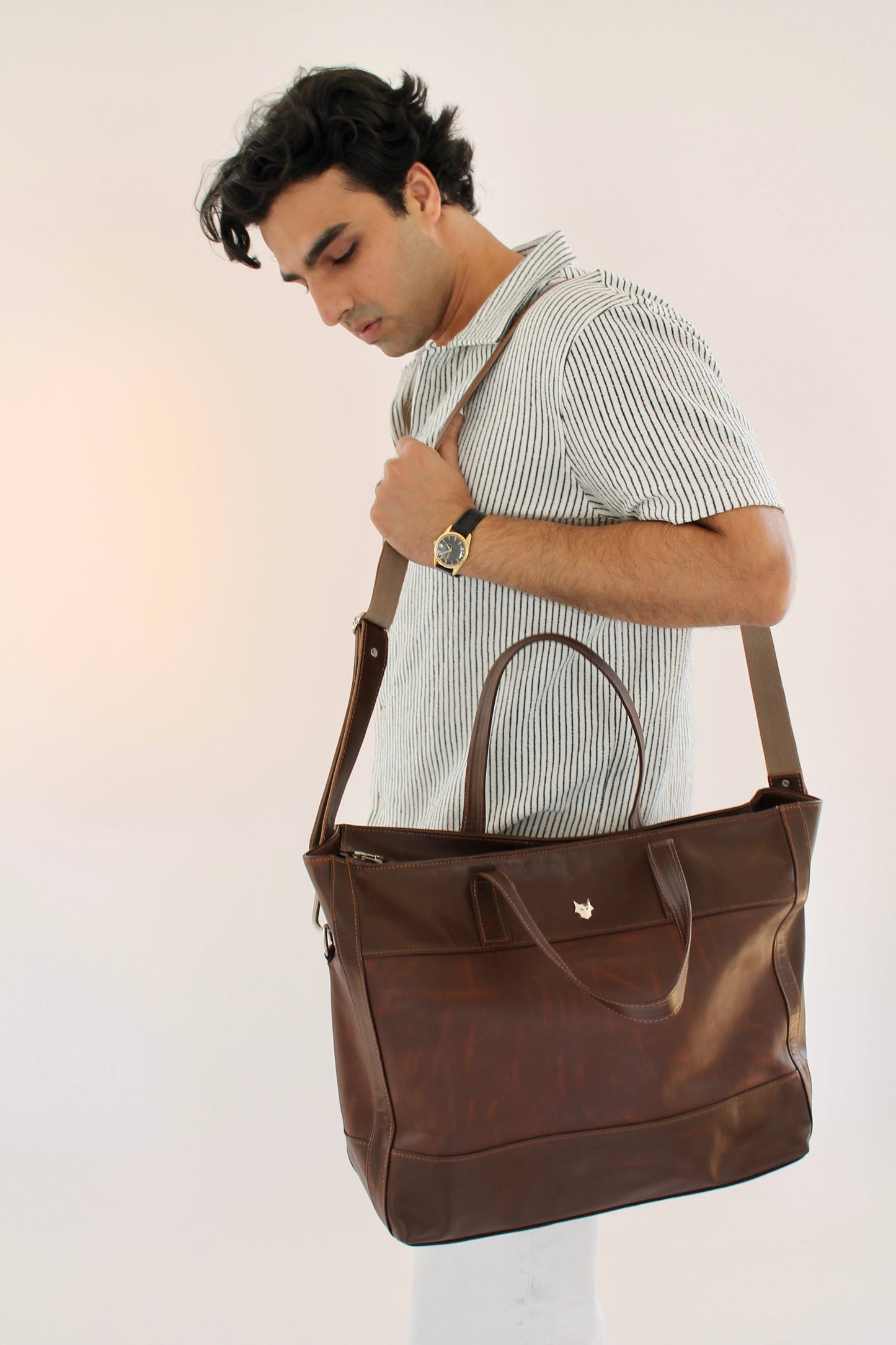 The Aima Zip Top Leather Tote