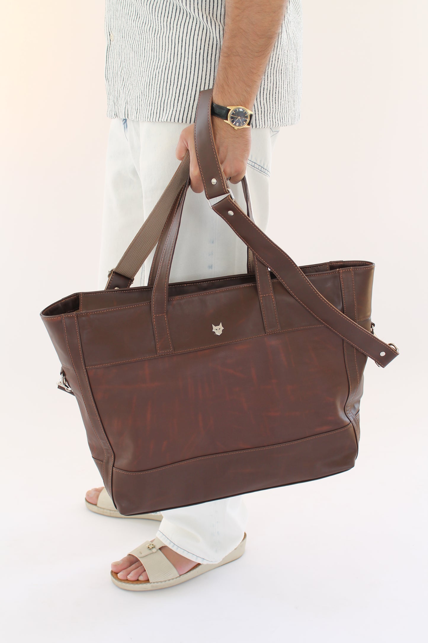 The Aima Zip Top Leather Tote