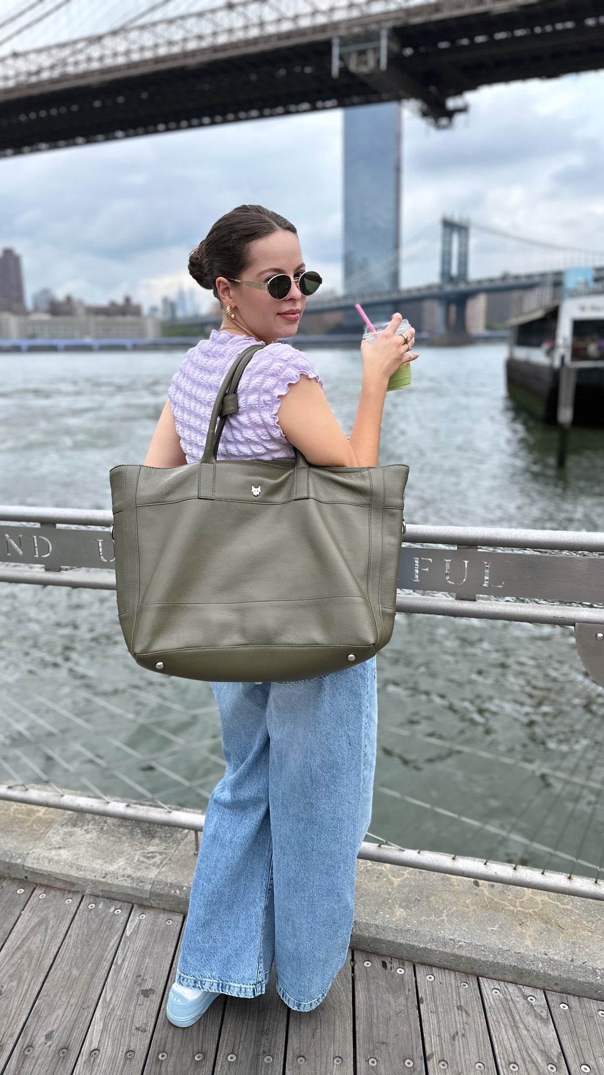 The Aima Zip Top Leather Tote