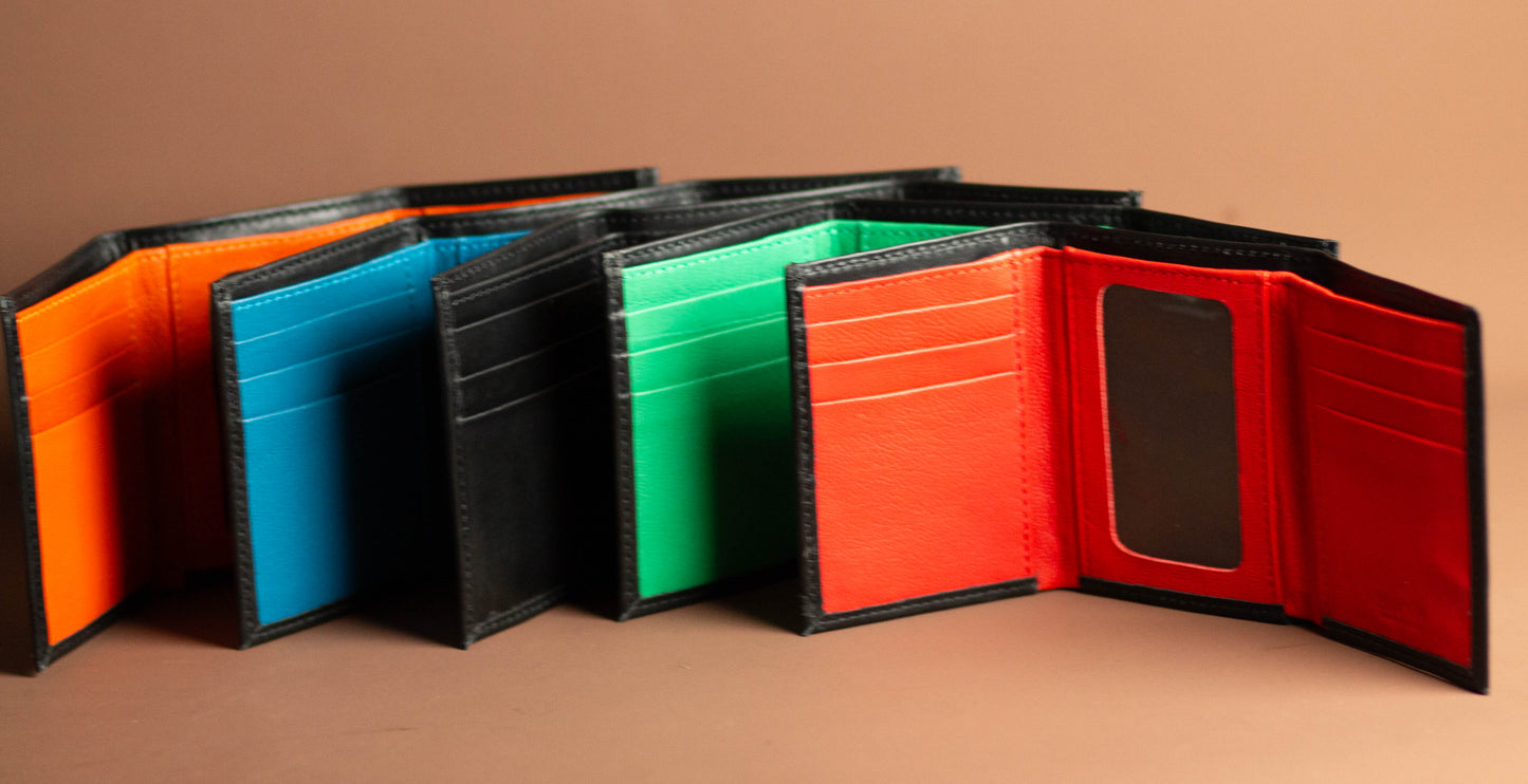 Colorful Leather Trifold Wallet